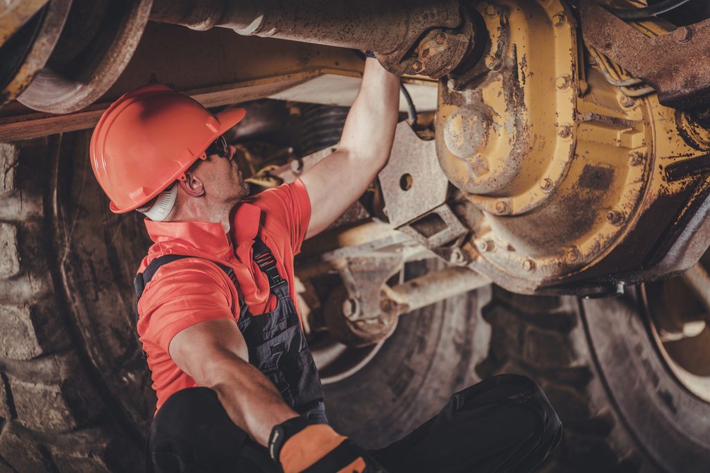 Mining haul truck being serviced 